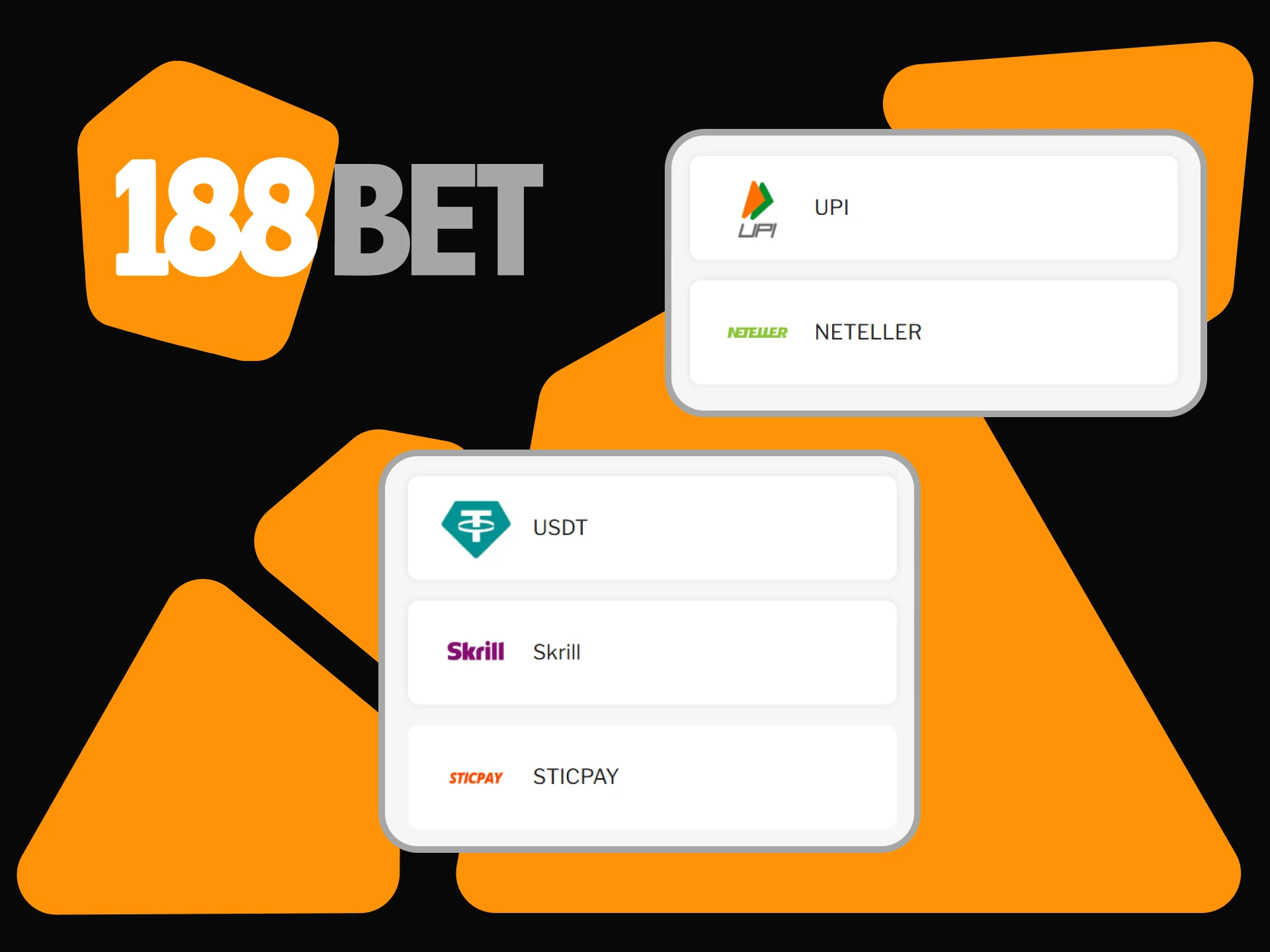 There are many payment methods available at 188bet.